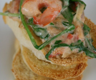 Chopped Shrimp Bruschetta with Arugula and Tarragon